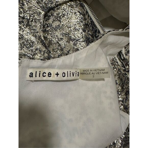 Alice + Olivia Cutout Metallic Jacquard Fit & Flare Mini Dress Black Size 2 $440 - Picture 10 of 11